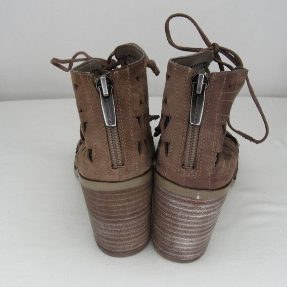 Vince Camuto Tan Suede Leather TARITA Sandal Cut Out Stacked Heel Women's 5.5 - Picture 4 of 10